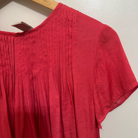 Anthropologie Dolan Pilar Pleated Top Blouse Women's Small Coral Preppy Classic - Picture 5 of 9